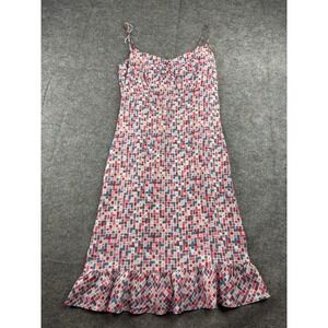 Esprit Women's 0 Slip Mini Dress Funky Geometric Sweetheart Ruffle Y2K VTG SEE